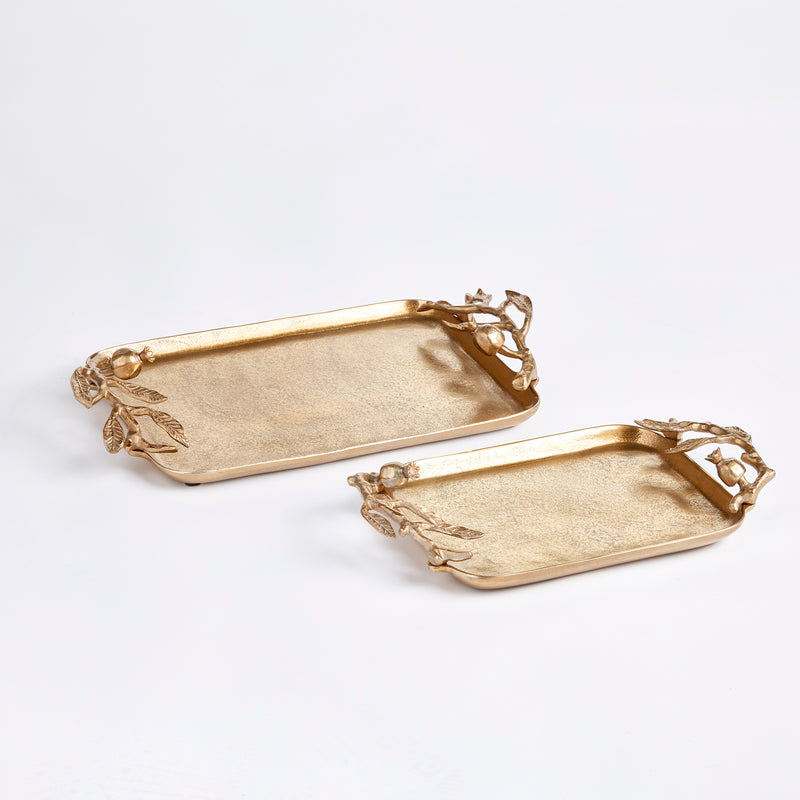Design Shop Pomegranate Branch Decorative Trays, Set Of 2