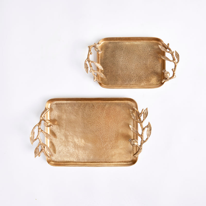 Design Shop Pomegranate Branch Decorative Trays, Set Of 2