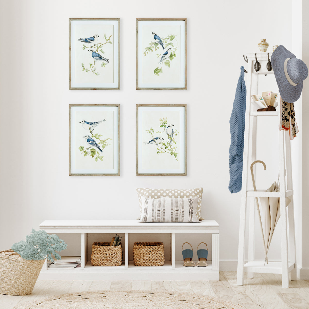 Design Shop Blue Birds Prints, Set Of 4
