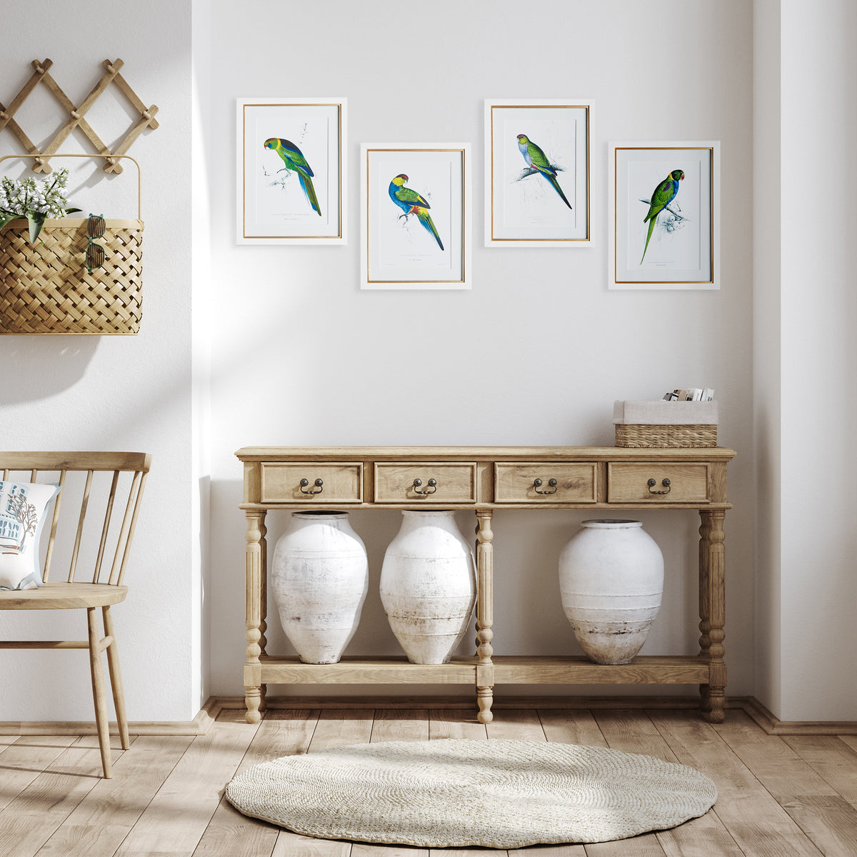 Design Shop Colorful Parrot Prints, Set Of 4