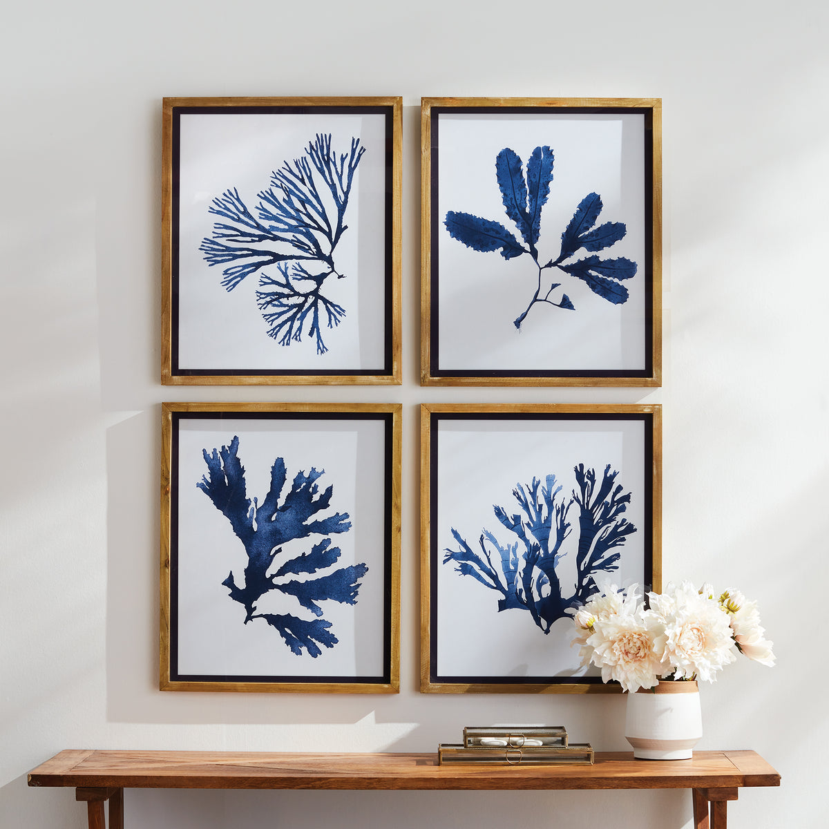 Design Shop Indigo Seaweed Prints, Set Of 4