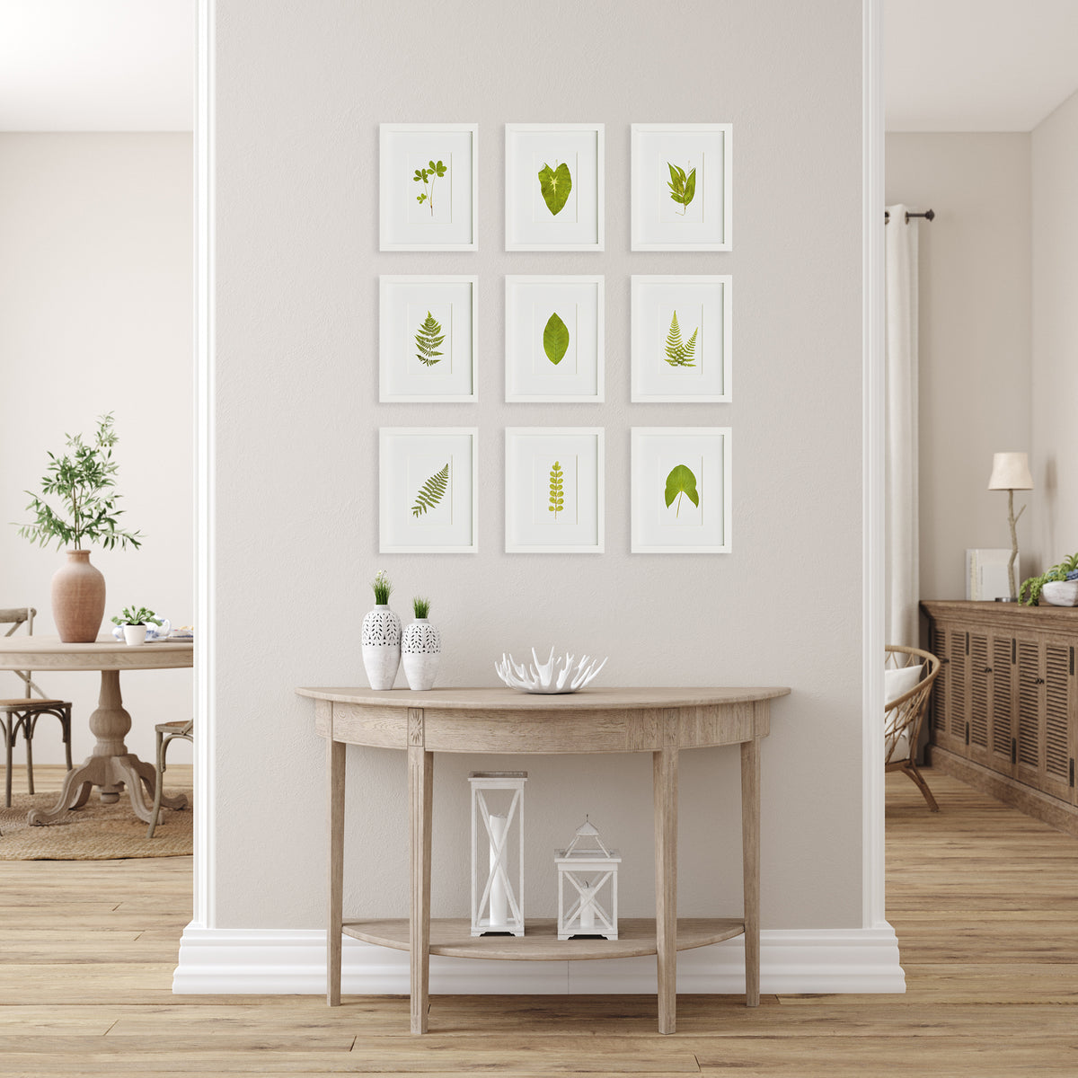 Design Shop Green Leaf Petite Prints, Set Of 9