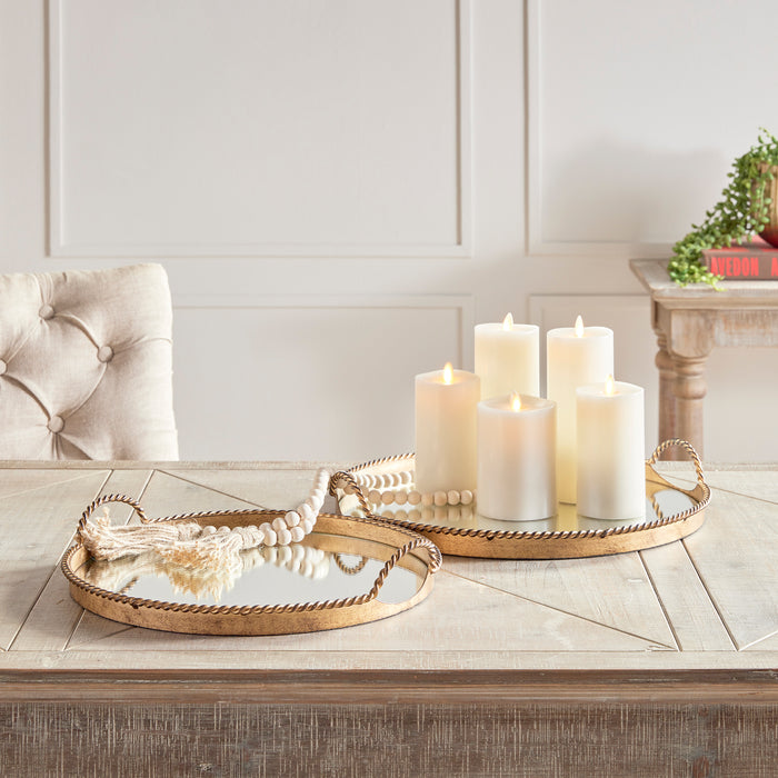 Design Shop Braiden Decorative Mirrored Trays, Set Of 2