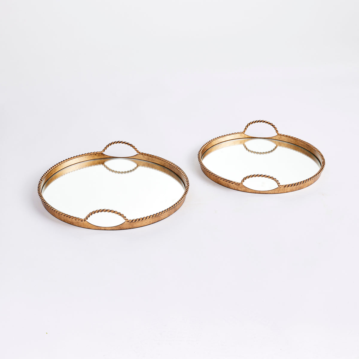Design Shop Braiden Decorative Mirrored Trays, Set Of 2