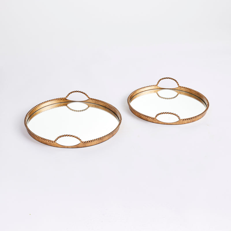 Design Shop Braiden Decorative Mirrored Trays, Set Of 2