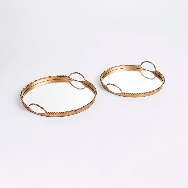 Design Shop Braiden Decorative Mirrored Trays, Set Of 2