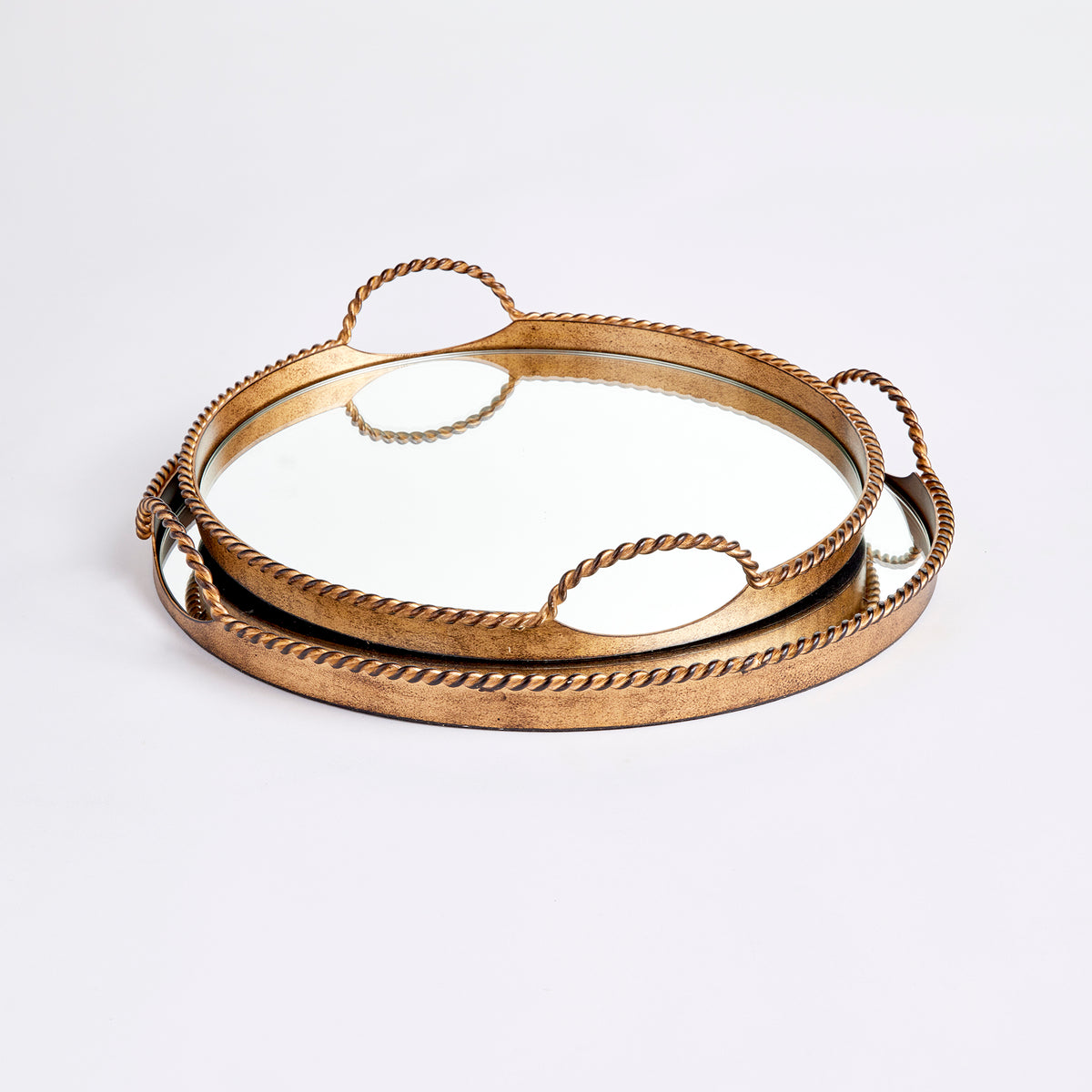 Design Shop Braiden Decorative Mirrored Trays, Set Of 2
