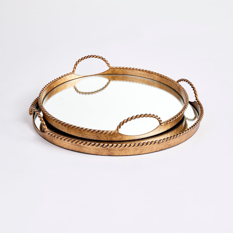 Design Shop Braiden Decorative Mirrored Trays, Set Of 2