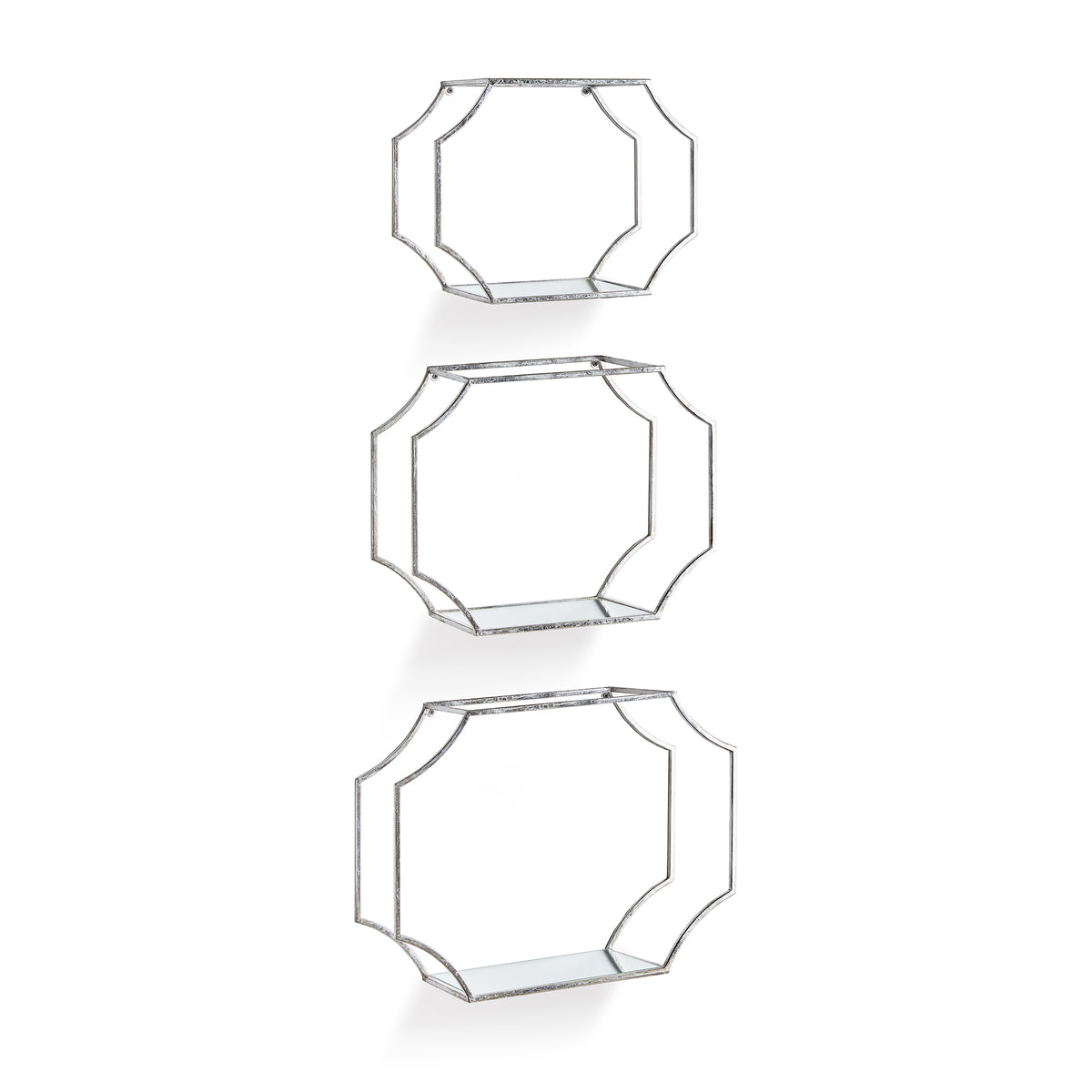 Design Shop Hudson Mirrored Wall Shelves, Set Of 3