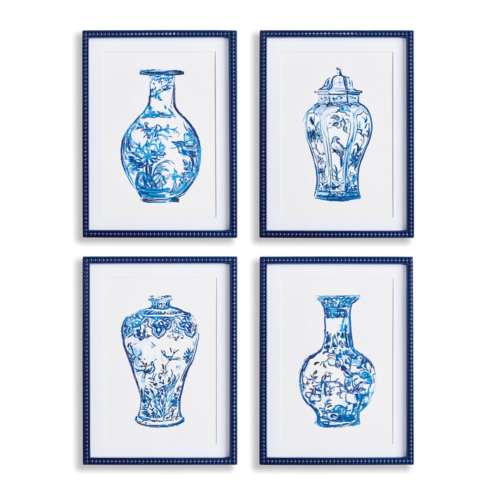 Design Shop Ornamental Urns In Blue, Set Of 4