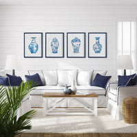 Design Shop Ornamental Urns In Blue, Set Of 4