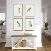 Design Shop Parrot Illustrations In Green, Set Of 4