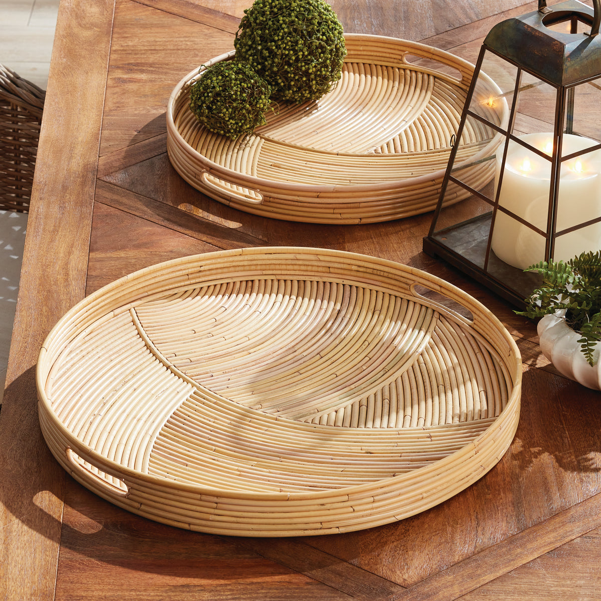 Design Shop Jelani Cane Round Trays, Set Of 2