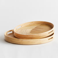 Design Shop Jelani Cane Round Trays, Set Of 2