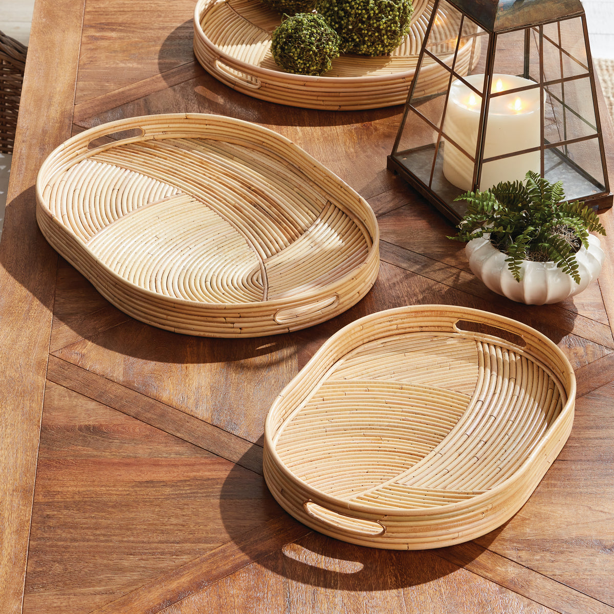 Design Shop Jelani Cane Oval Trays, Set Of 2