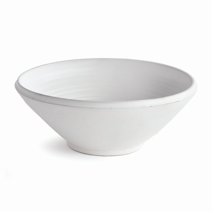 White ceramic decorative bowl with a smooth, rounded shape and subtle inner rim, set against a clean white background.