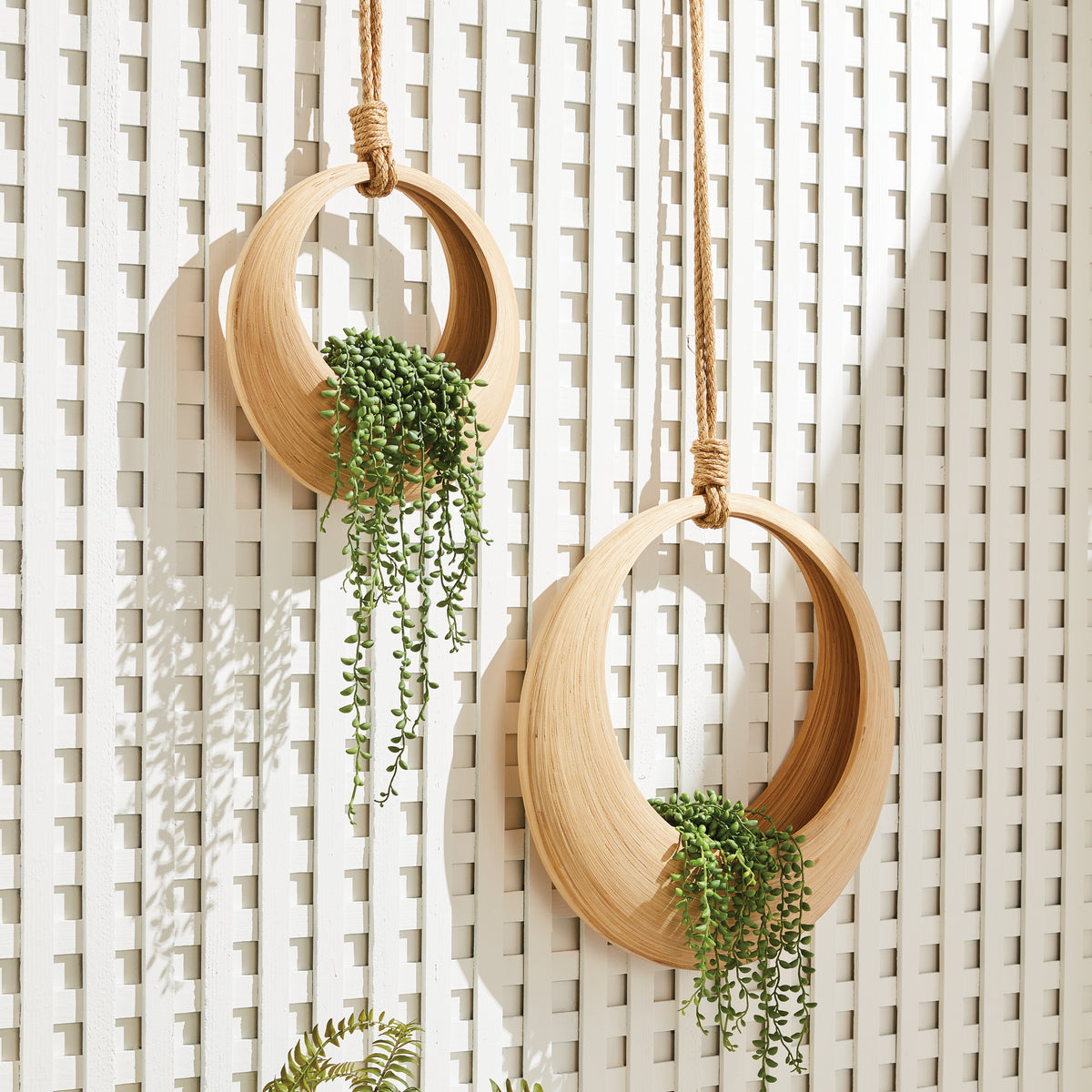 Design Shop Jayla Bamboo Hanging Baskets, Set Of 2