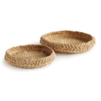 Design Shop Abaca French Braided Round Trays, Set Of 2
