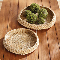Design Shop Abaca French Braided Round Trays, Set Of 2
