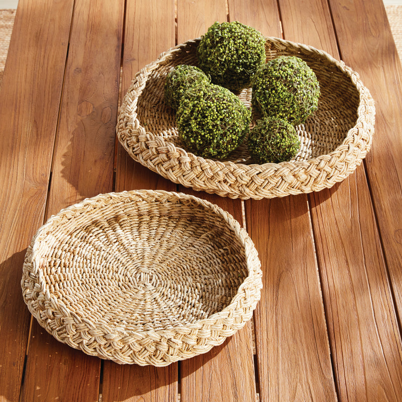 Design Shop Abaca French Braided Round Trays, Set Of 2