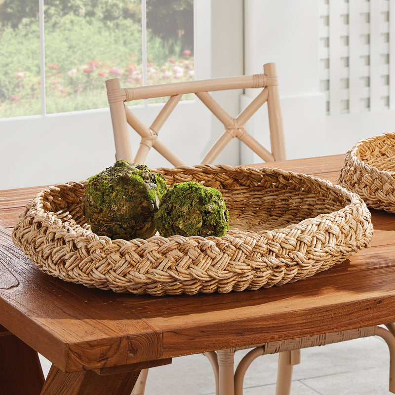 Design Shop Abaca French Braided Round Trays, Set Of 2