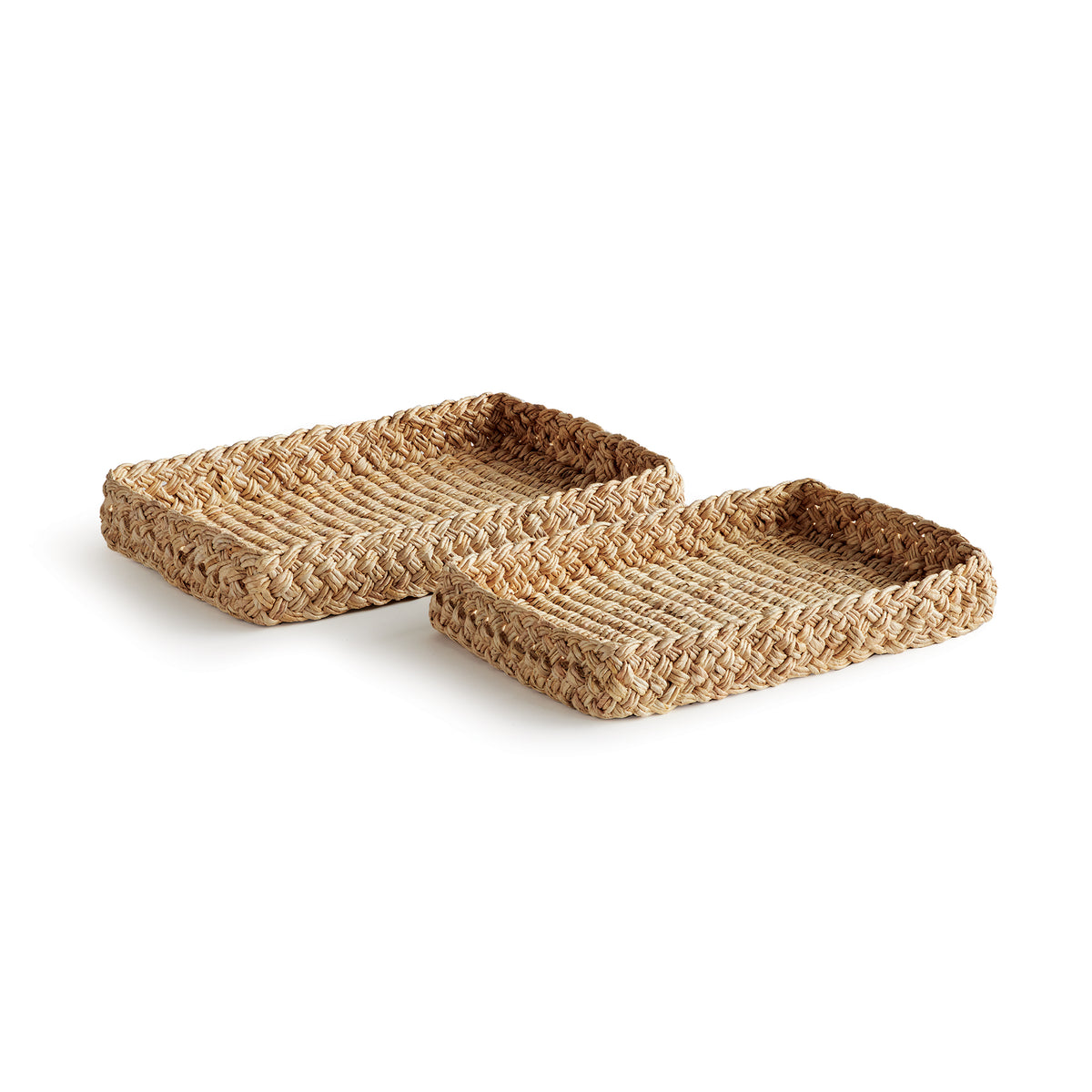 Design Shop Abaca French Braided Square Trays, Set Of 2