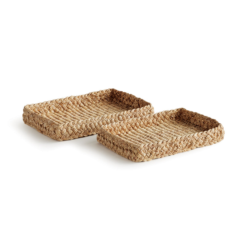 Design Shop Abaca French Braided Square Trays, Set Of 2