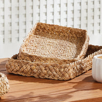 Design Shop Abaca French Braided Square Trays, Set Of 2