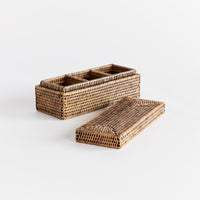 Design Shop Burma Rattan 3-Compartment Lidded Box