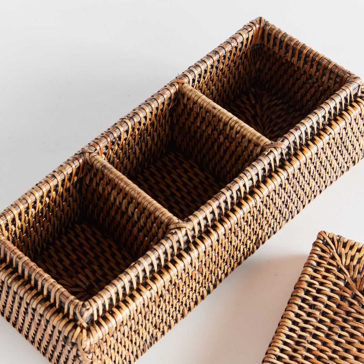 Design Shop Burma Rattan 3-Compartment Lidded Box