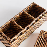 Design Shop Burma Rattan 3-Compartment Lidded Box