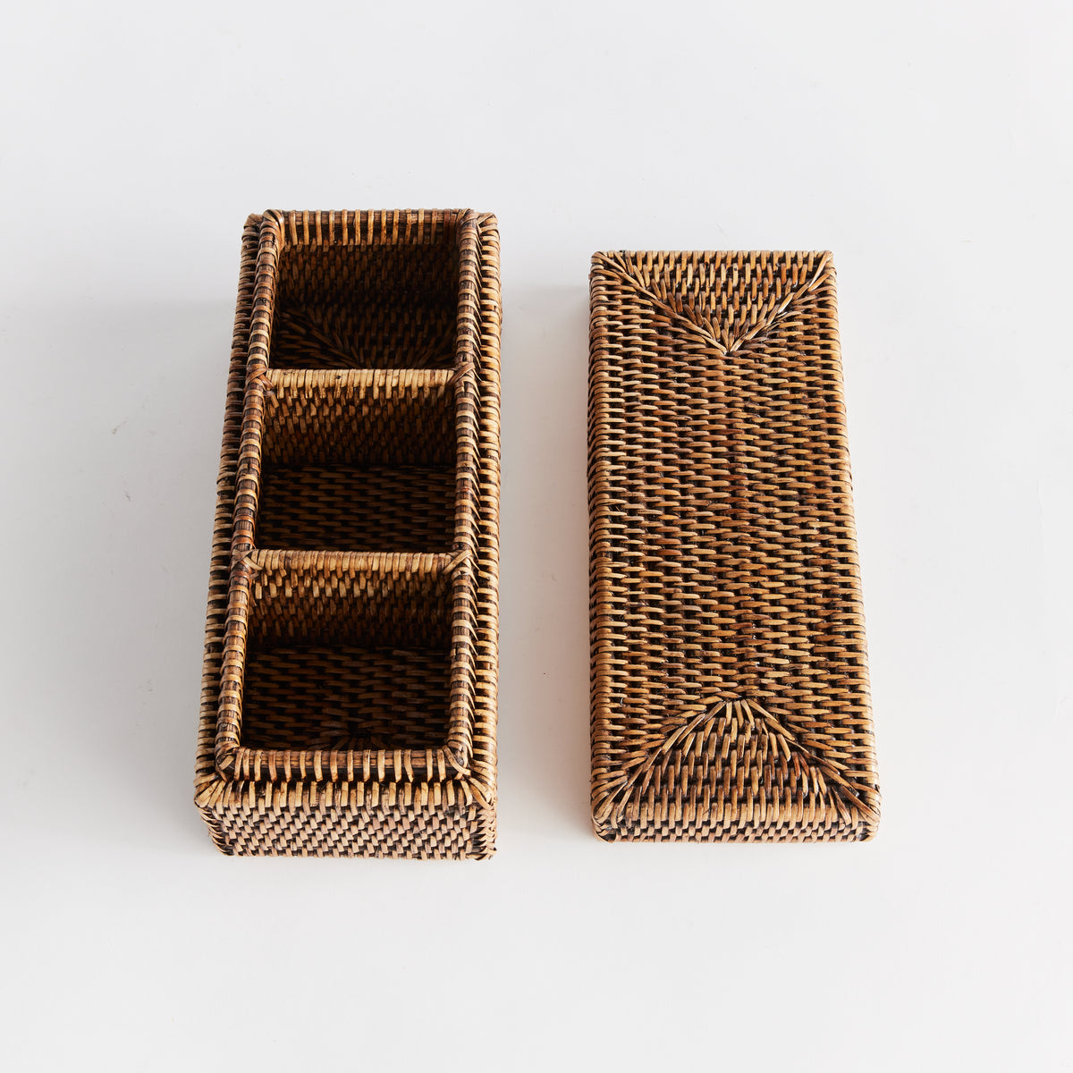Design Shop Burma Rattan 3-Compartment Lidded Box