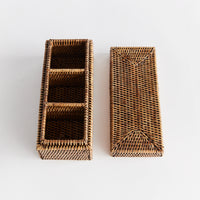 Design Shop Burma Rattan 3-Compartment Lidded Box