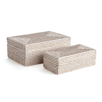 Design Shop Burma Rattan Rectangular Lidded Boxes, Set Of 2