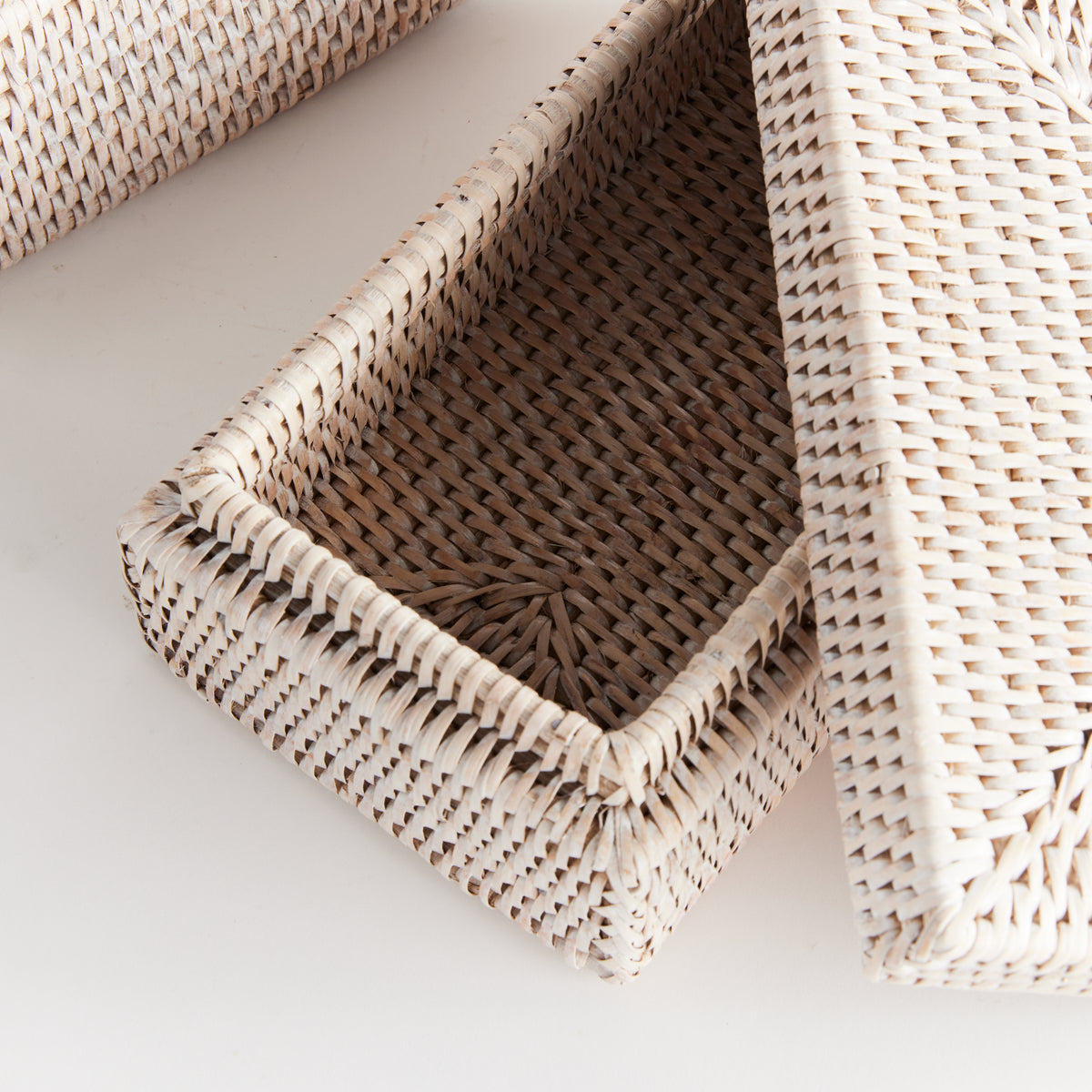 Design Shop Burma Rattan Rectangular Lidded Boxes, Set Of 2