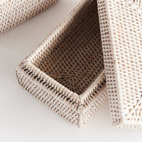 Design Shop Burma Rattan Rectangular Lidded Boxes, Set Of 2