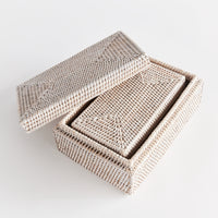 Design Shop Burma Rattan Rectangular Lidded Boxes, Set Of 2