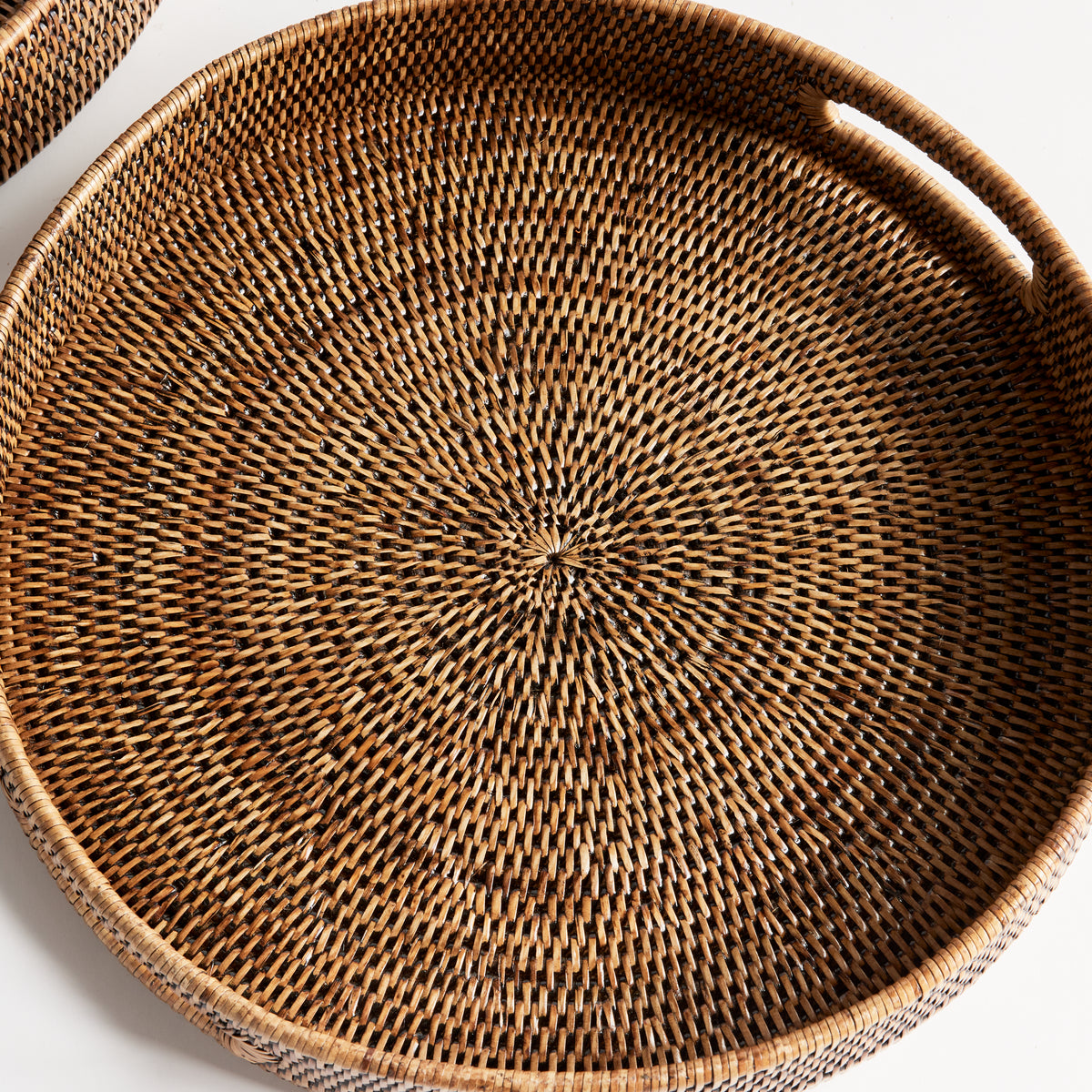 Design Shop Burma Rattan Round Ottoman Trays Small, Set Of 2