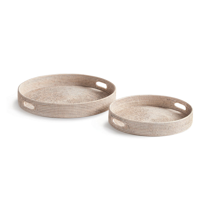 Design Shop Burma Rattan Round Ottoman Trays Small, Set Of 2