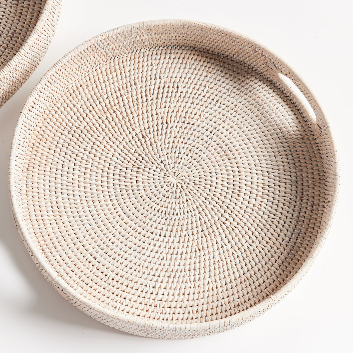 Design Shop Burma Rattan Round Ottoman Trays Small, Set Of 2