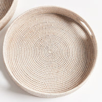 Design Shop Burma Rattan Round Ottoman Trays Small, Set Of 2