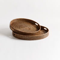Design Shop Burma Rattan Round Ottoman Trays Large, Set Of 2