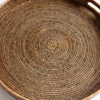 Design Shop Burma Rattan Round Ottoman Trays Large, Set Of 2
