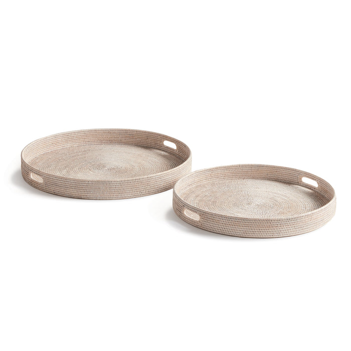 Design Shop Burma Rattan Round Ottoman Trays Large, Set Of 2