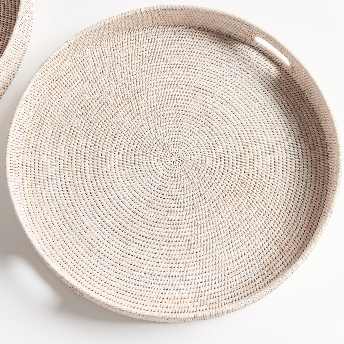 Design Shop Burma Rattan Round Ottoman Trays Large, Set Of 2