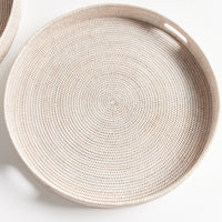 Design Shop Burma Rattan Round Ottoman Trays Large, Set Of 2