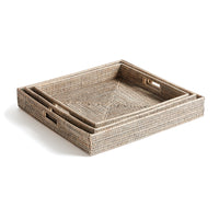 Design Shop Burma Rattan Ottoman Trays, Set Of 3