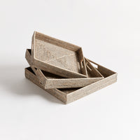 Design Shop Burma Rattan Ottoman Trays, Set Of 3