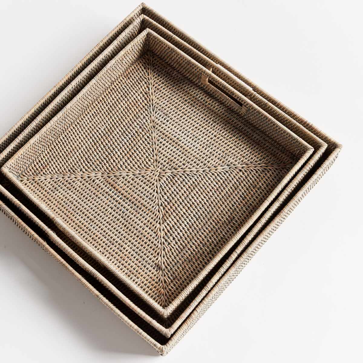 Design Shop Burma Rattan Ottoman Trays, Set Of 3
