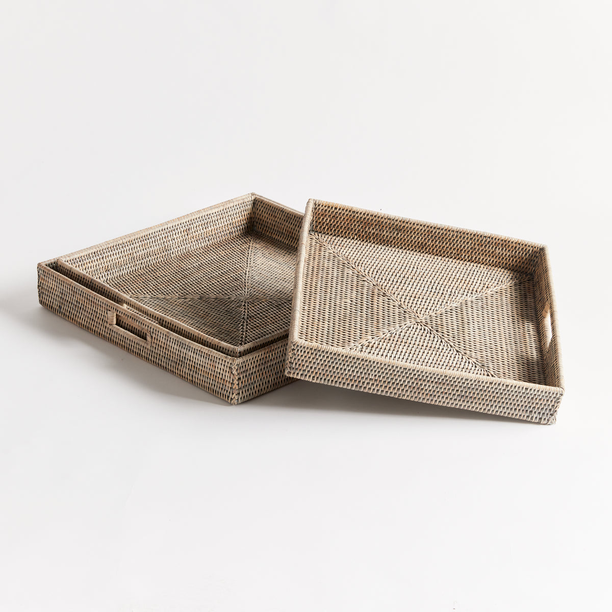 Design Shop Burma Rattan Ottoman Trays, Set Of 3